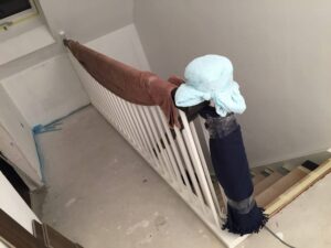 neue innentreppe mit handtüchern geschützt neue innentreppe mit handtüchern geschützt